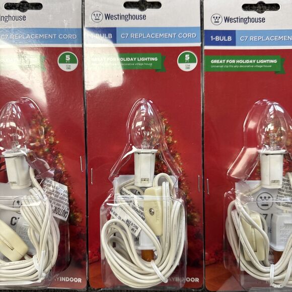 Westinghouse 3Pk Bulb Replacement Cord Replacement Cord White PVC - Picture 3 of 11